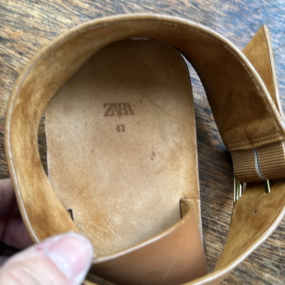 Zara leather sandals brown Strappy buckle size 41 - Picture 8 of 9